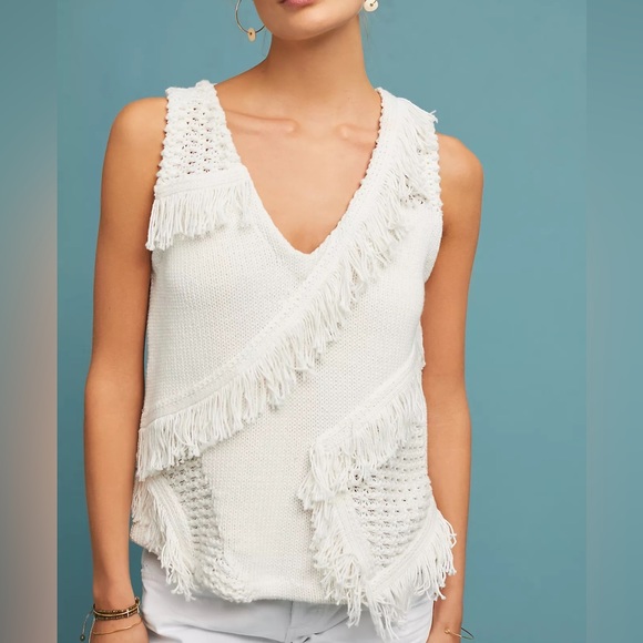 Anthropologie Tops - Anthropologie Fringed Sweater Tank by Postmark Sz S EUC